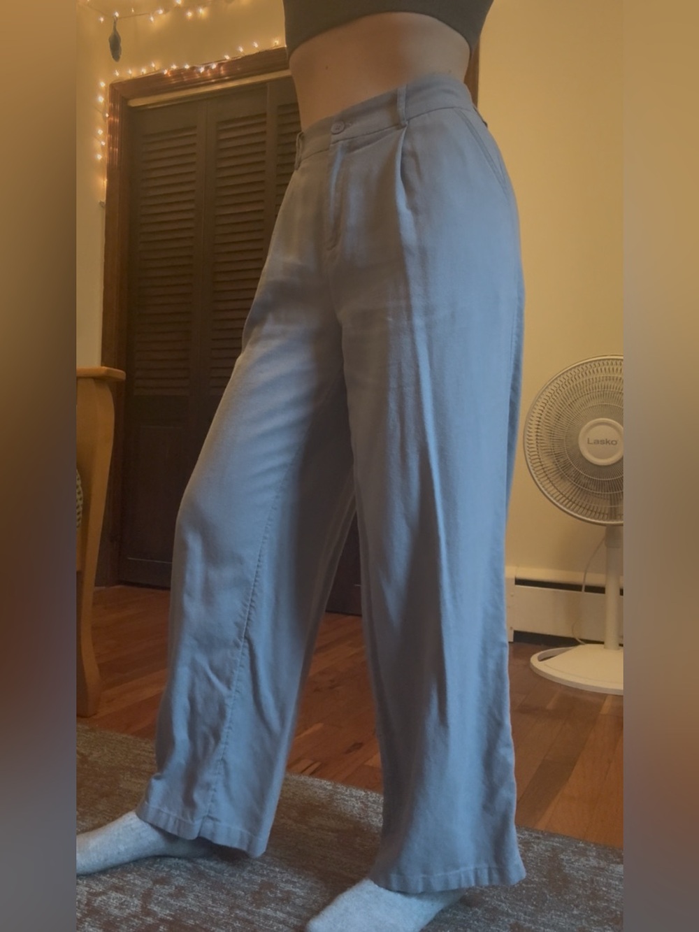 Straight Leg High-Waist Pants - Linen - XS